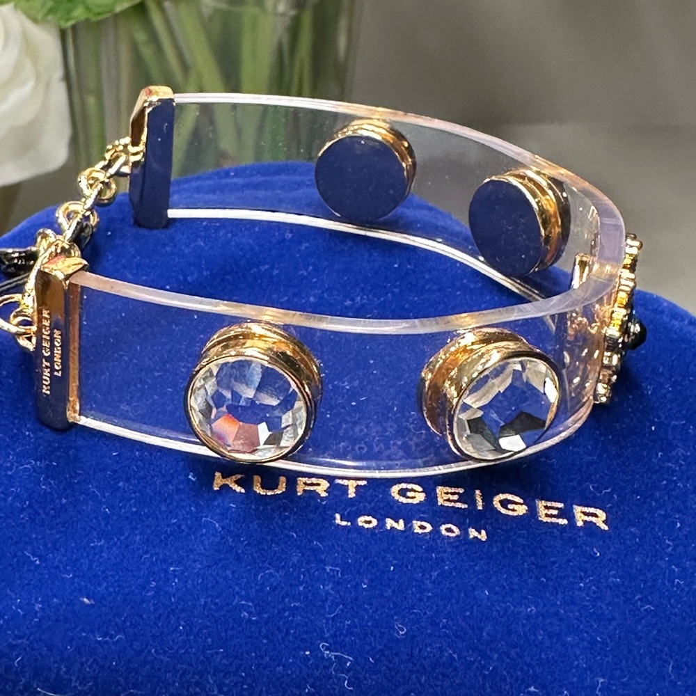 Kurt Geiger Gold and Clear Evil Eye Bracelet - Picture 4 of 5